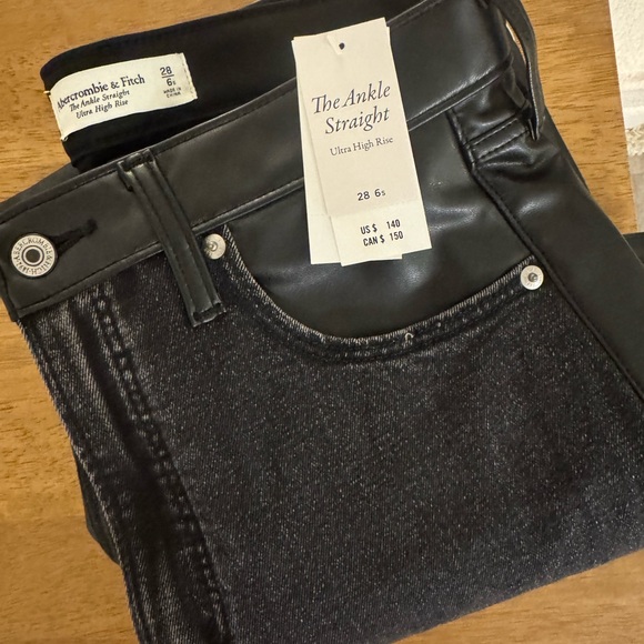 Abercrombie Ultra High Rise Straight Ankle Leather Jean - Picture 6 of 8